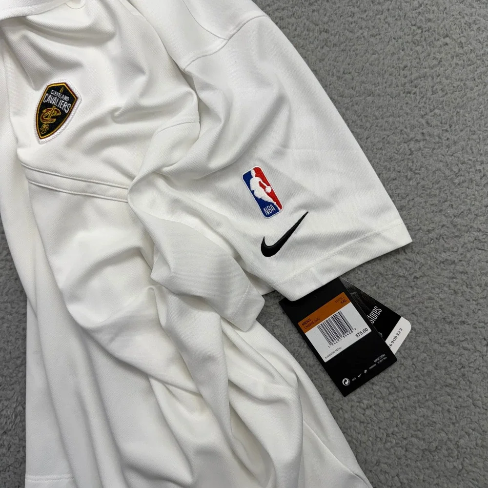 Nike‎ CN5895-100 Mens XXL NBA Cleveland Cavaliers White Dri-FIT Coach Polo Shirt
